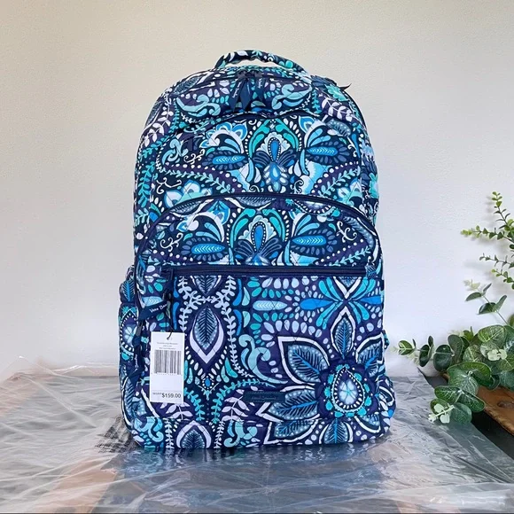 Vera Bradley Essential Large Backpack Blue Island Medallion